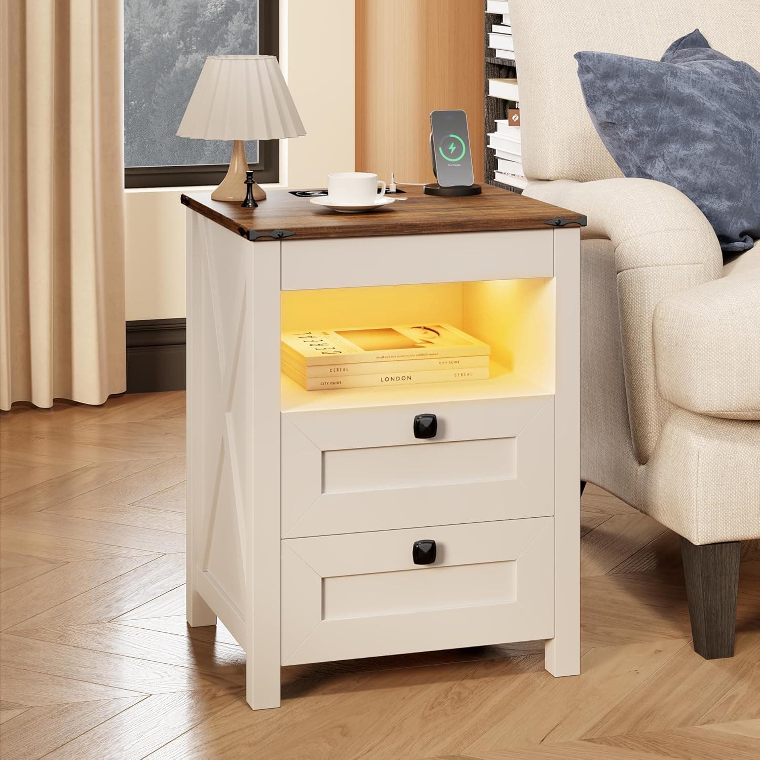 Freedees Bedside Table with Hidden Drawer